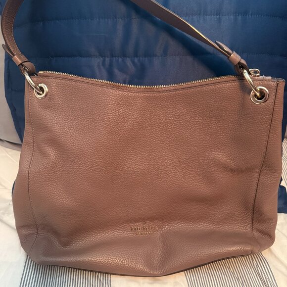 Kate Spade Leila Brown Pebbled Leather Hobo Shoulder Bag (WKR00311) - Picture 1 of 8